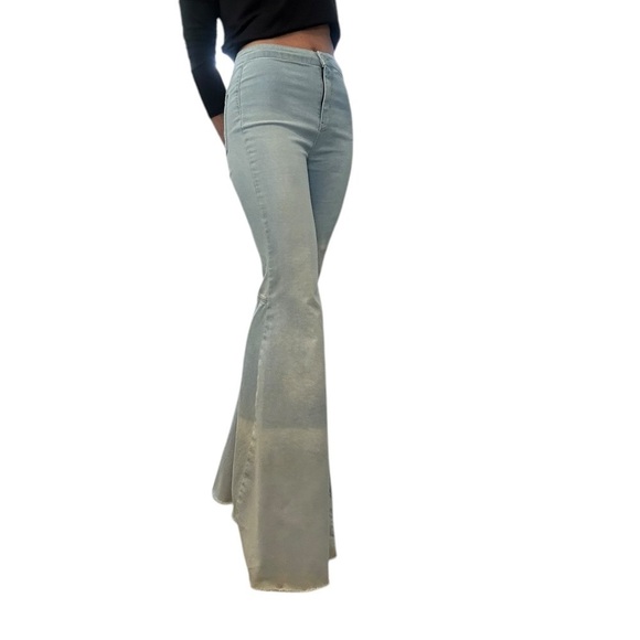 Free People Hippie 70s Bell Bottoms Flare Jeans Retro Size 26 - Picture 2 of 15